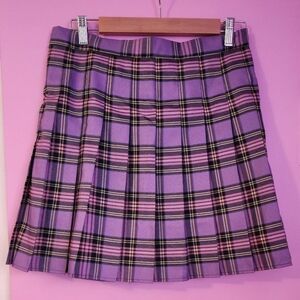 NWT Plaid Pleated Pastel Purple Pink Schoolgirl Skirt